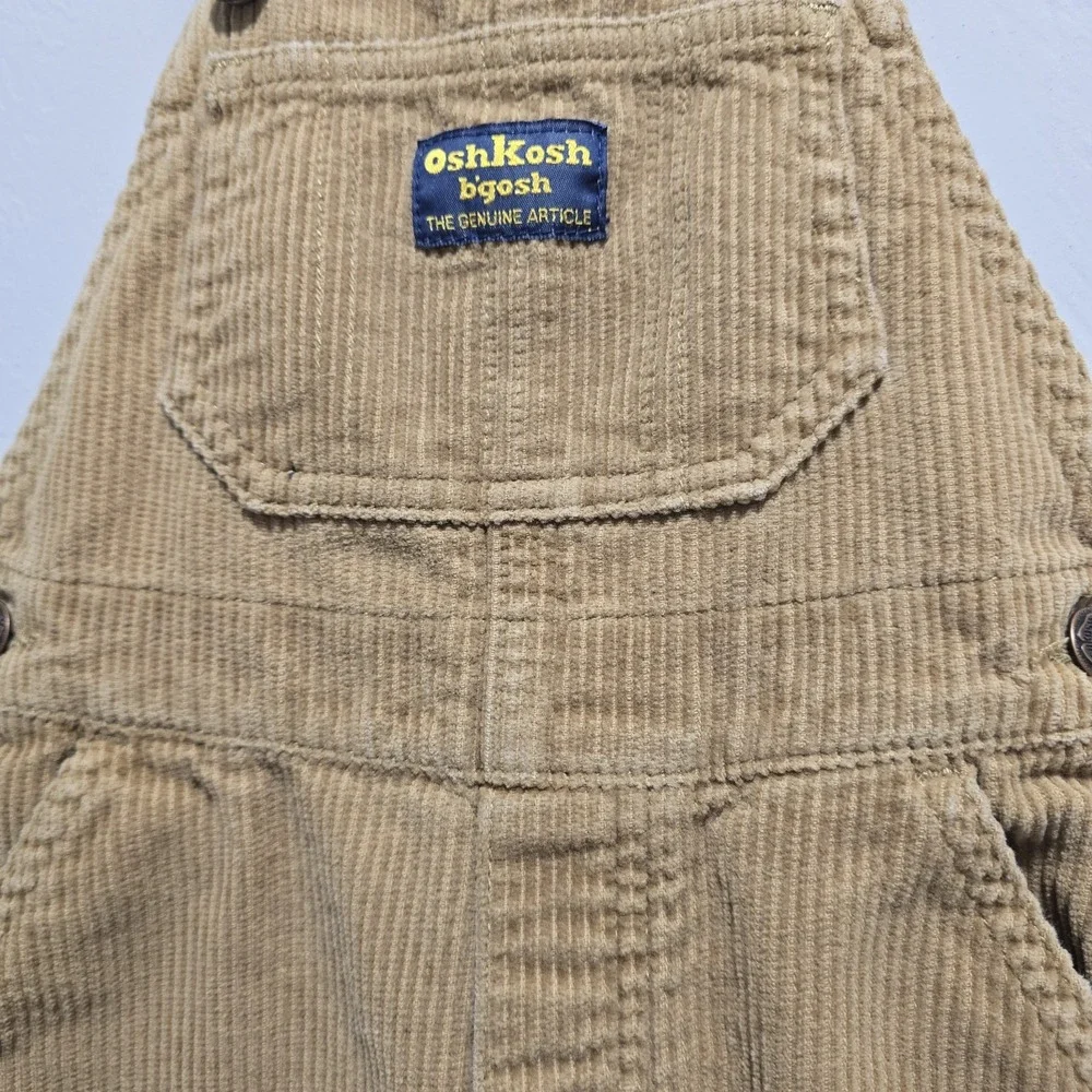 OshKosh B'gosh Vestbak Corduroy Overalls Tan 24 Months Snap Leg Cotton Toddler